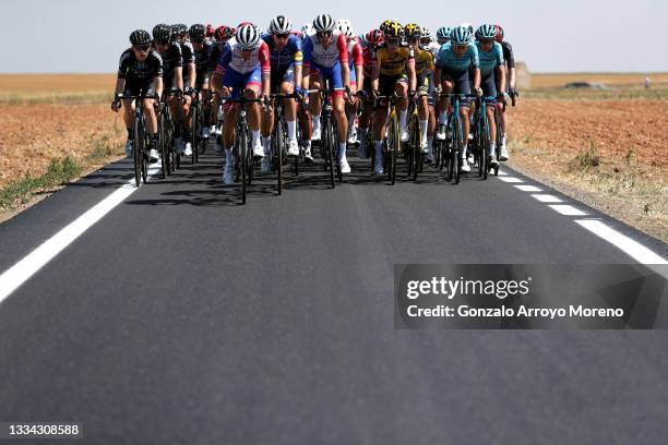 Tobias Ludvigsson of Sweden and Team Groupama - FDJ and the peloton passing through a landscape during the 76th Tour of Spain 2021, Stage 2 a 166,7km...