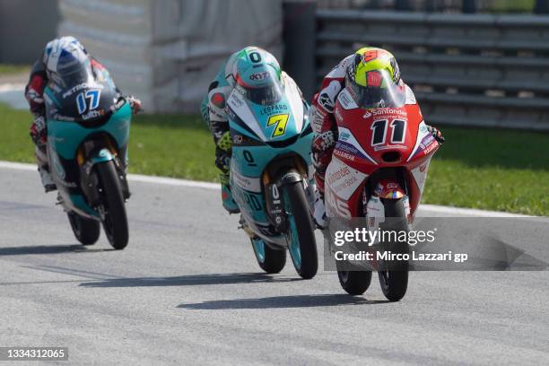 Sergio Garcia of Spain and Aspar Team Moto3 leads Denis Foggia of Italy and Leopard Racing during the Moto3 race during the MotoGP of Austria - Race...