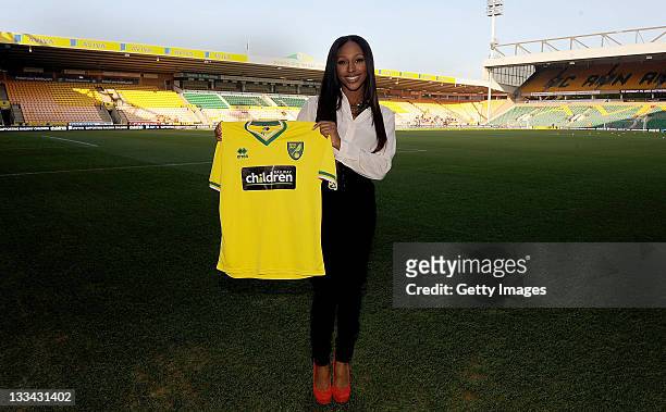 Factor Winner and Railway Children's first UK Celebrity Ambassador Alexandra Burke poses for pictures before the Barclays Premiership match between...