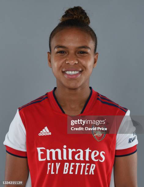 Nikita Parris of Arsenal during the Arsenal Women's 1st team photocall at London Colney on August 13, 2021 in St Albans, England.