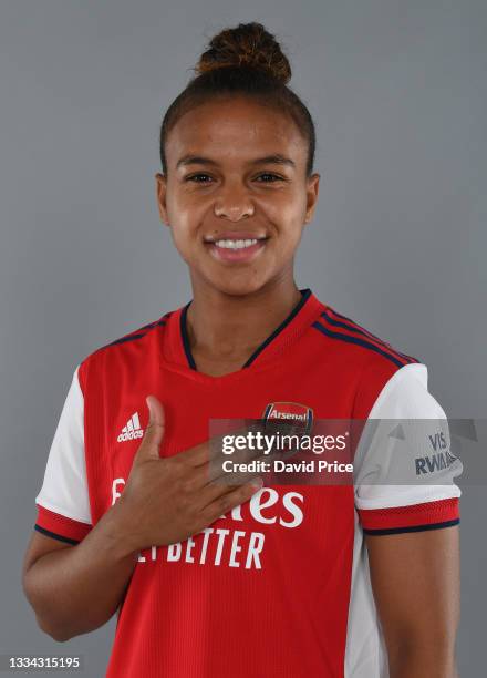 Nikita Parris of Arsenal during the Arsenal Women's 1st team photocall at London Colney on August 13, 2021 in St Albans, England.