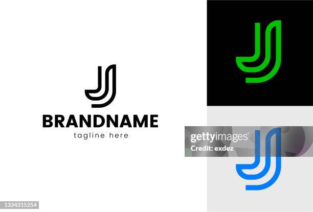 ilustraciones, imágenes clip art, dibujos animados e iconos de stock de logotipo basado en letras j - letra j