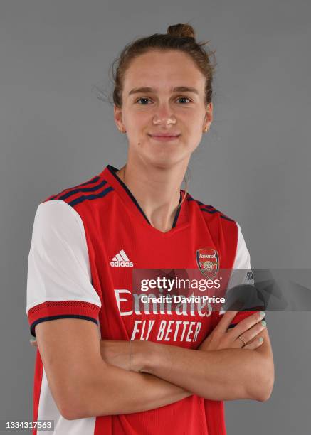 Vivianne Miedema of Arsenal during the Arsenal Women's 1st team photocall at London Colney on August 13, 2021 in St Albans, England.