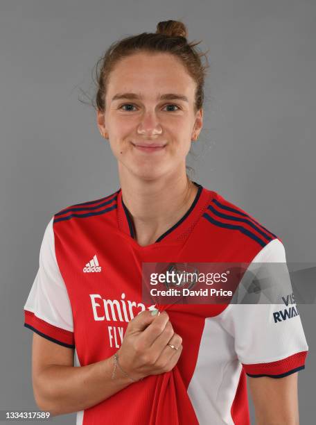 Vivianne Miedema of Arsenal during the Arsenal Women's 1st team photocall at London Colney on August 13, 2021 in St Albans, England.