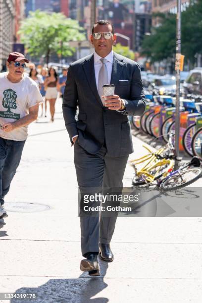 Alex Rodriguez is seen in SoHo on August 15, 2021 in New York City.