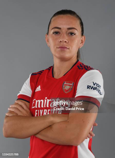 Katie McCabe of Arsenal during the Arsenal Women's 1st team photocall at London Colney on August 13, 2021 in St Albans, England.