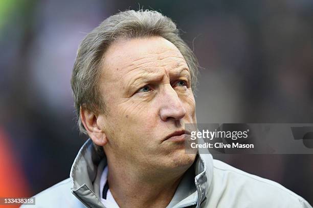 Neil Warnock of Queens Park Rangers looks on befored the Barclays Premier League match between Stoke City and Queens Park Rangers at Britannia...
