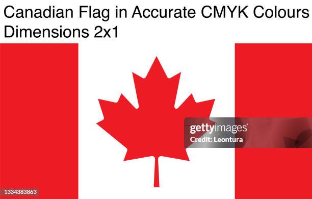 canadian flag (official cmyk colors) - canada flag stock illustrations