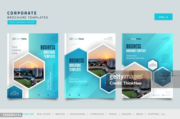 vector brochure flyer design layout template set - tradeshow template stock illustrations