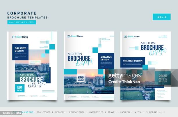 set of blue flyer design. cover background design. corporate template for business annual report - flyer leaflet stock illustrations