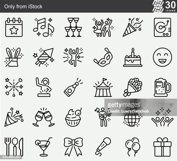 party and  celebration line icons - film festival stock illustrations