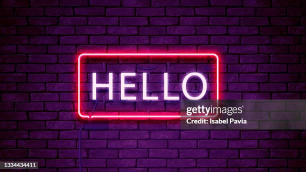 "hello" message in neon lights - magic wand stock-fotos und bilder