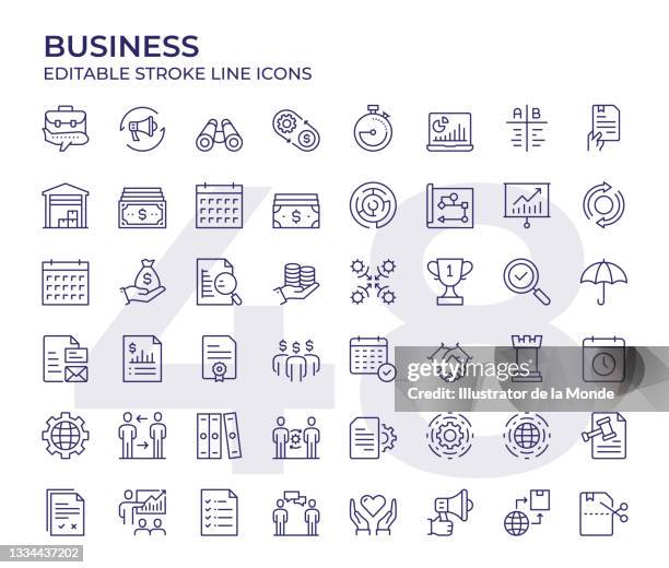 stockillustraties, clipart, cartoons en iconen met business line icon set - icons business