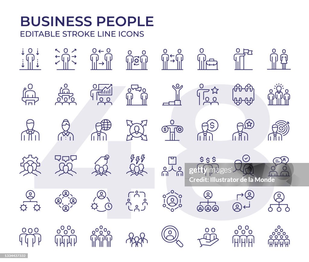 Iconos de línea de personas de negocios