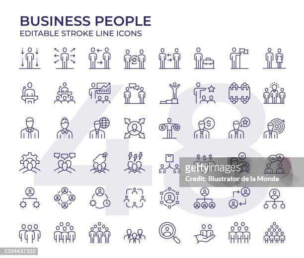 business people line icons - standing stock illustrations