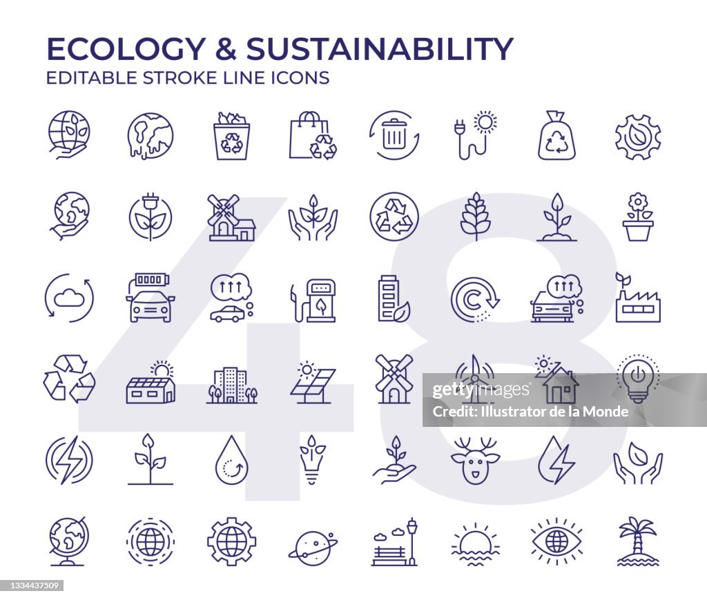 Ecology And Sustainability Line Icons
