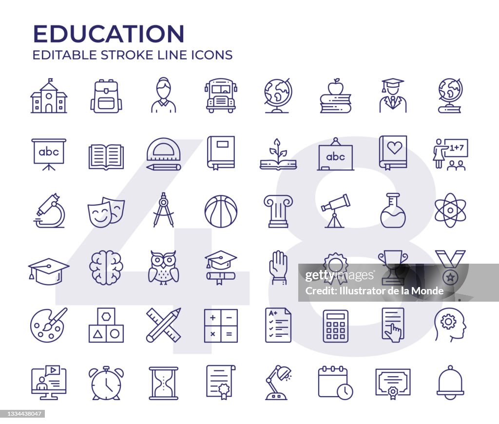 Iconos de línea de educación