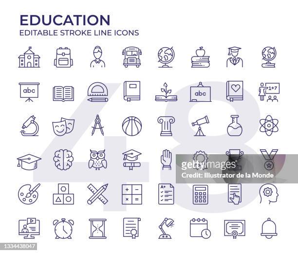 stockillustraties, clipart, cartoons en iconen met education line icons - pictogram