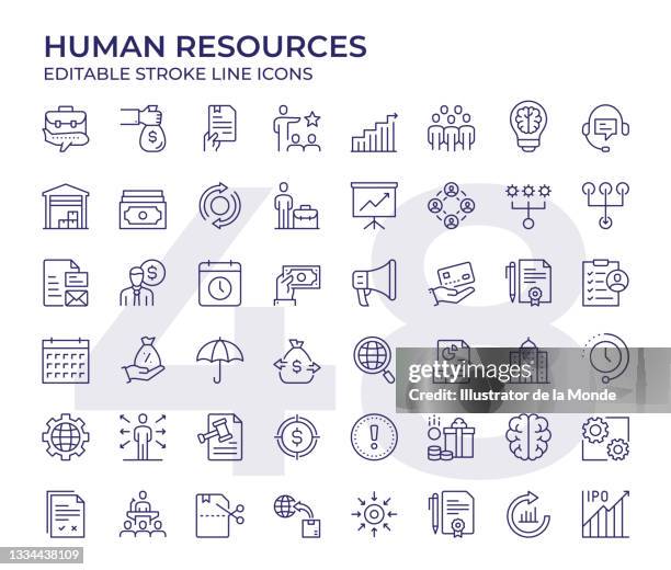 human resources line icons - finance and economy stock illustrations