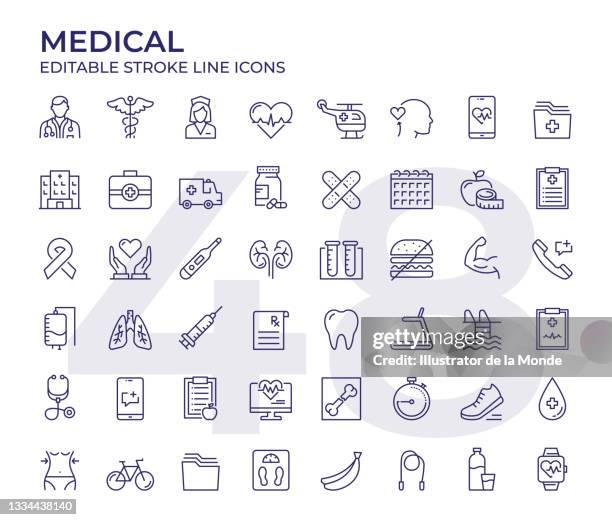 illustrations, cliparts, dessins animés et icônes de icônes de ligne médicale - assurance maladie