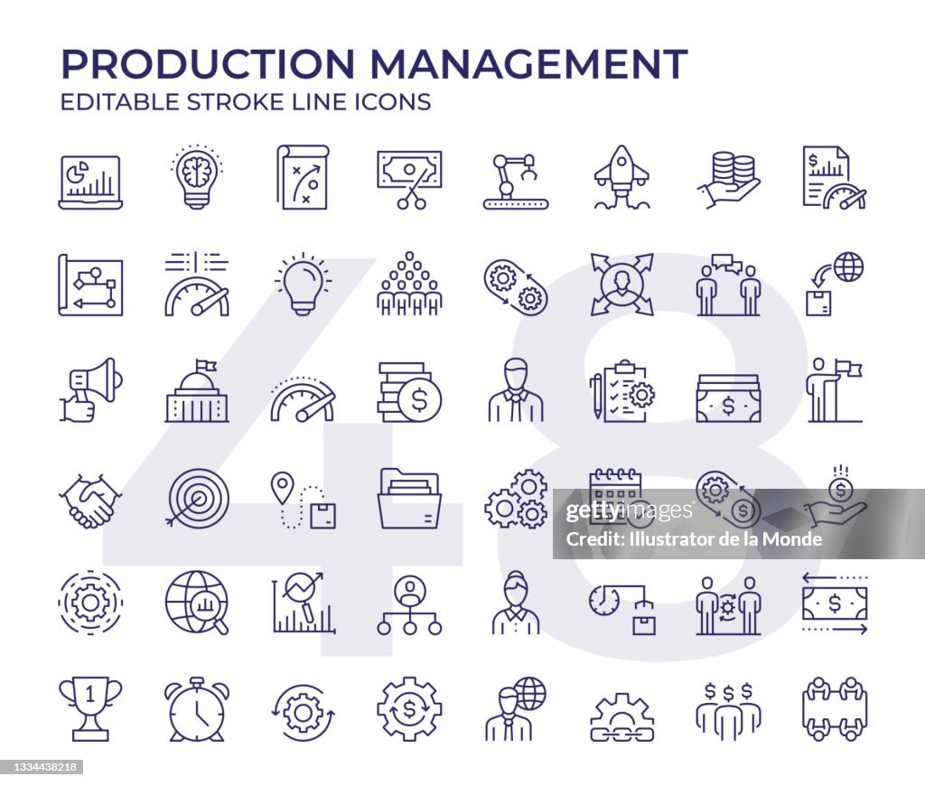 Production Management Line Icons