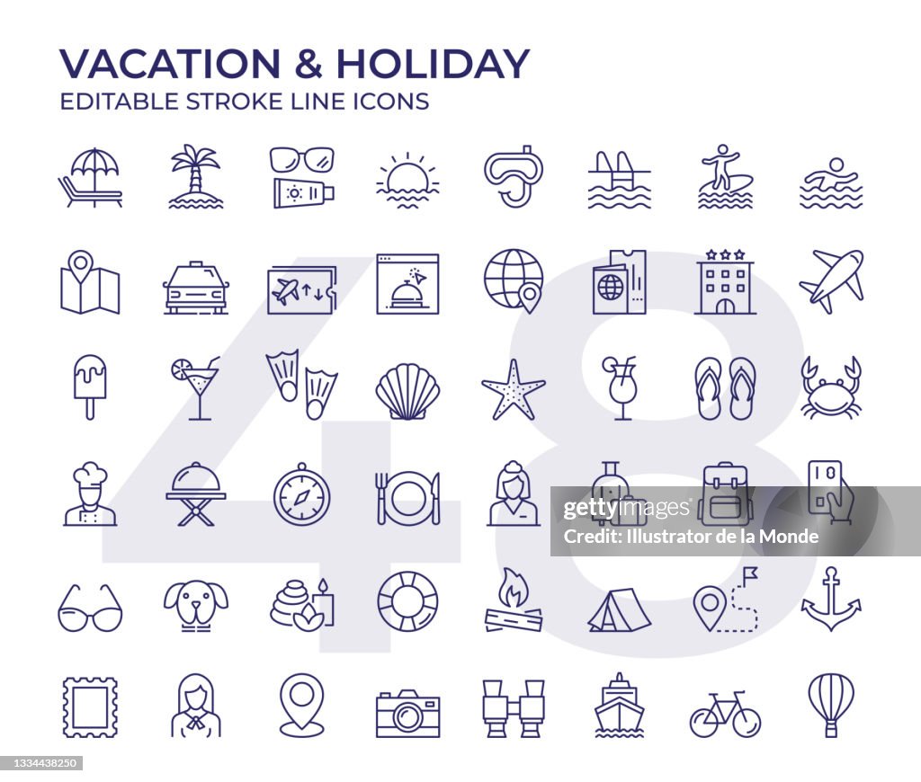 Vacation And Holiday Line Icons