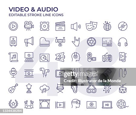 Video And Audio Line Icons Video And Audio Line Icons
