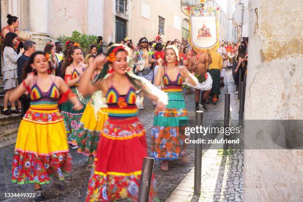 maracatu in lisbon - carnival in portugal stock pictures, royalty-free photos & images