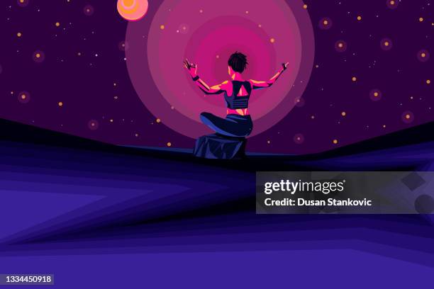 meditation in space - cow face pose stock illustrations