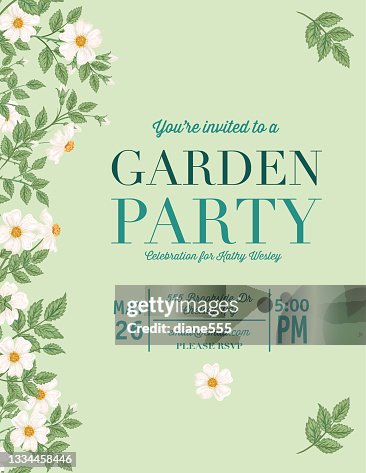 Green Wild Roses Garden Party Invitation Green Wild Roses Garden Party Invitation