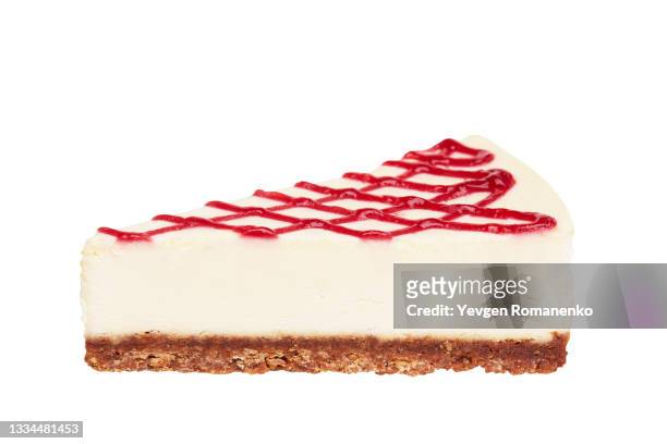 cheesecake isolated on white background - slice of cake isolated stock pictures, royalty-free photos & images