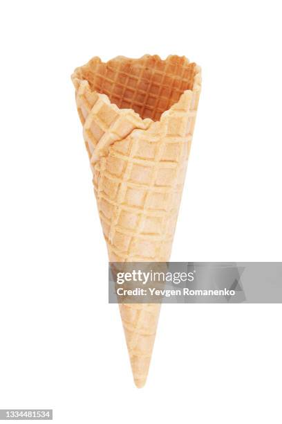 ice cream cone isolated on white background - eiscremewaffel stock-fotos und bilder
