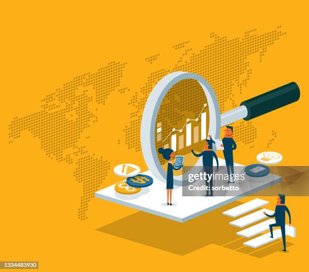 analysis - magnifying glass - surveyor stock illustrations