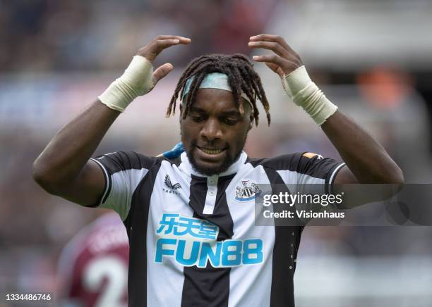 Allan Saint-Maximin of Newcastle United during the Premier League match between Newcastle United and West Ham United at St. James Park on August 15,...