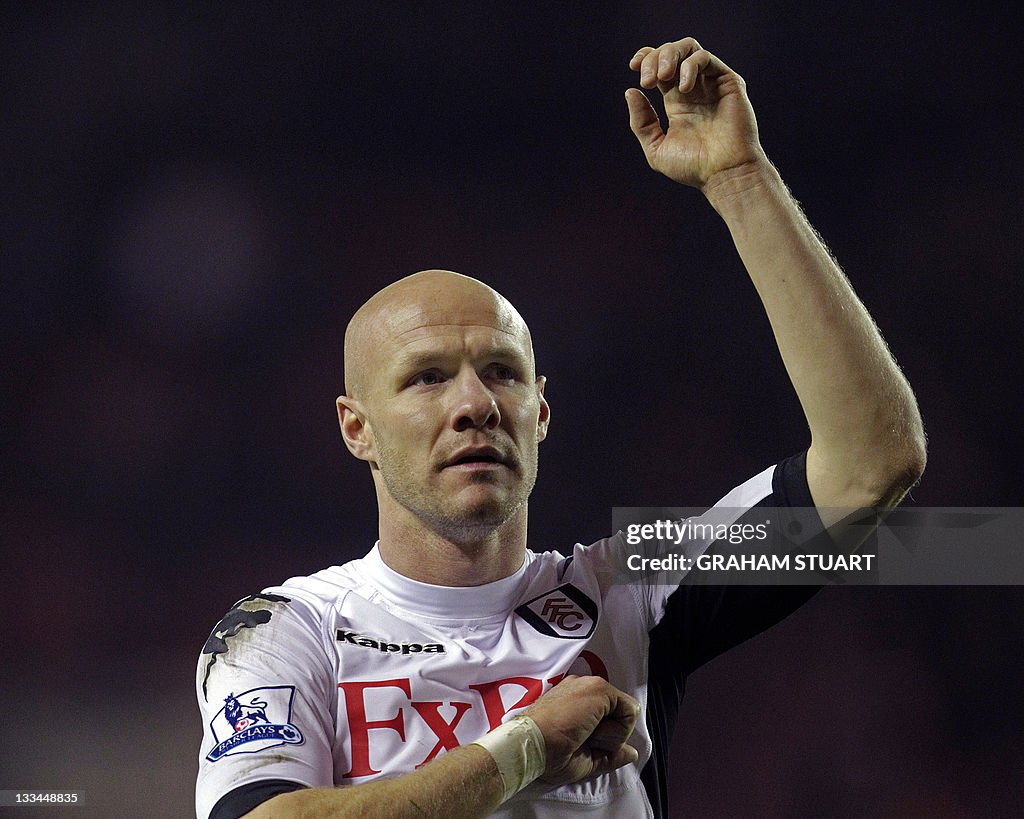 Fulham's English striker Andy Johnson ap