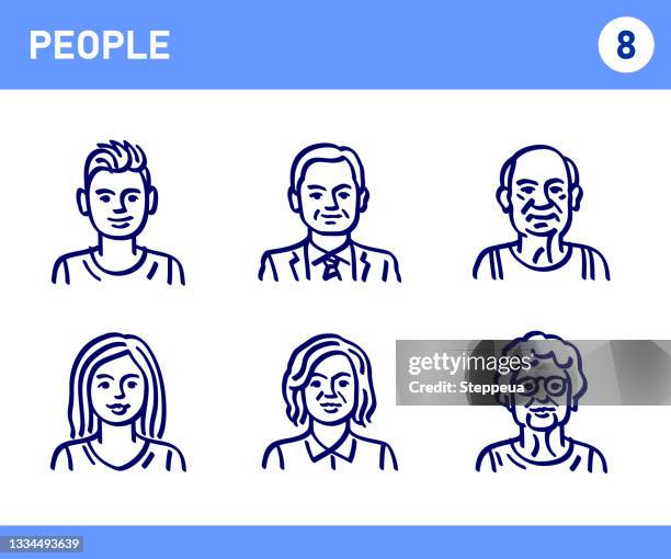 simple set of people related doodle vector line icons - diversity logo stock illustrations