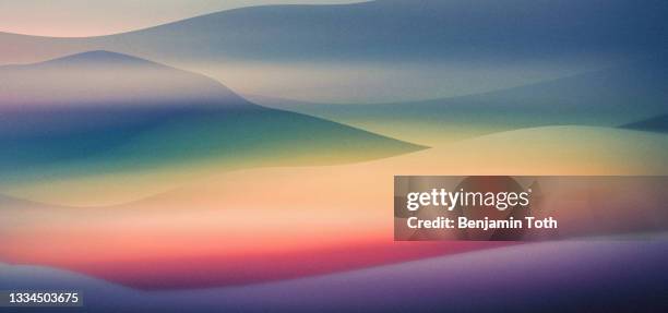 dawn above mountains - valley stock illustrations