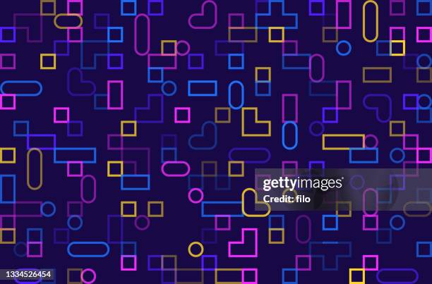 stockillustraties, clipart, cartoons en iconen met geometric video gaming abstract background - 8 bit game