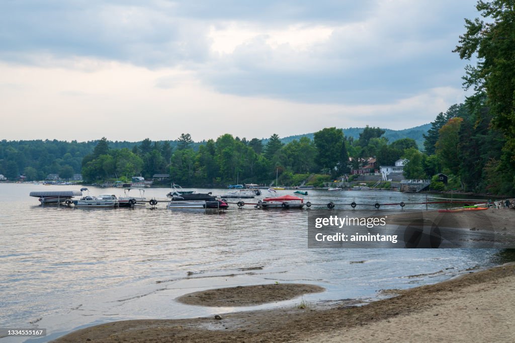 Yachts docked at Schroon Lake