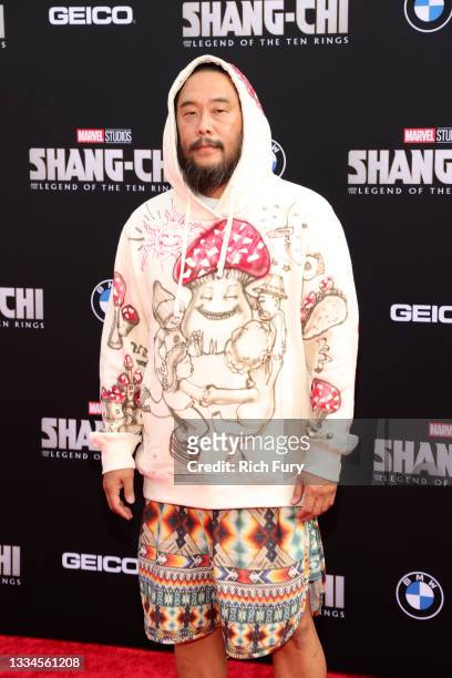 David Choe attends Disney's premiere of "Shang-Chi And The Legend Of The Ten Rings" at El Capitan Theatre on August 16, 2021 in Los Angeles,...