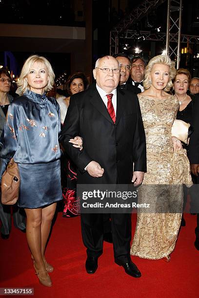 Irina Virganskaya, Mikhail Gorbacheva and Ute Ohoven attend the 20th UNESCO charity gala at Maritim Hotel on November 19, 2011 in Duesseldorf,...