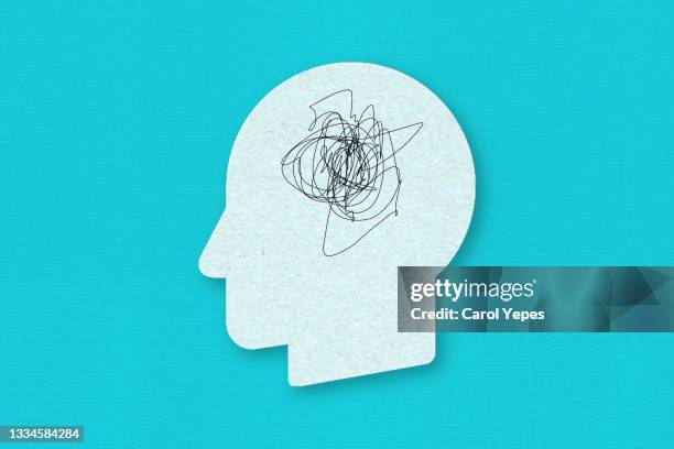 paper head with confusion,problems concept - attention deficit hyperactivity disorder bildbanksfoton och bilder