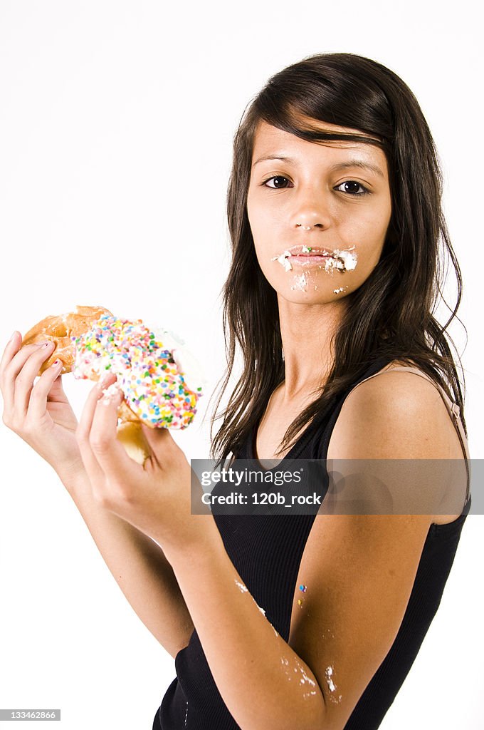 Girl eating junk food