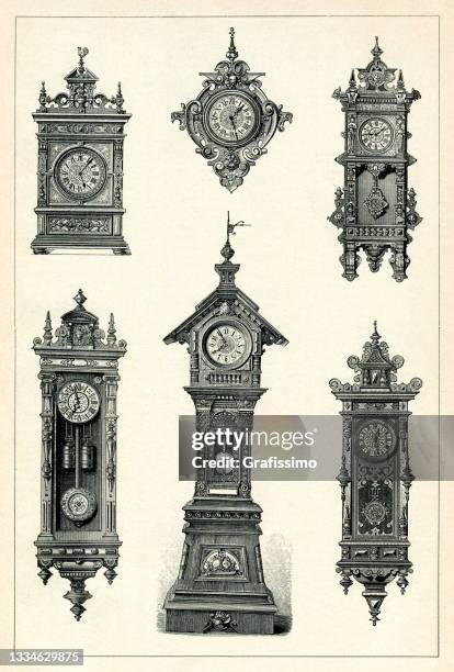 different wall clocks 1895 - different clocks stock illustrations