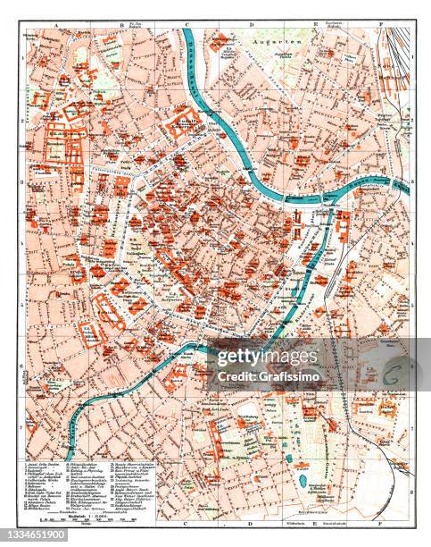 map of vienna austria 1895 - austria map stock illustrations