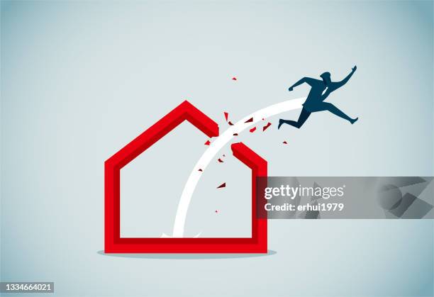challenge - punching through wall stock illustrations