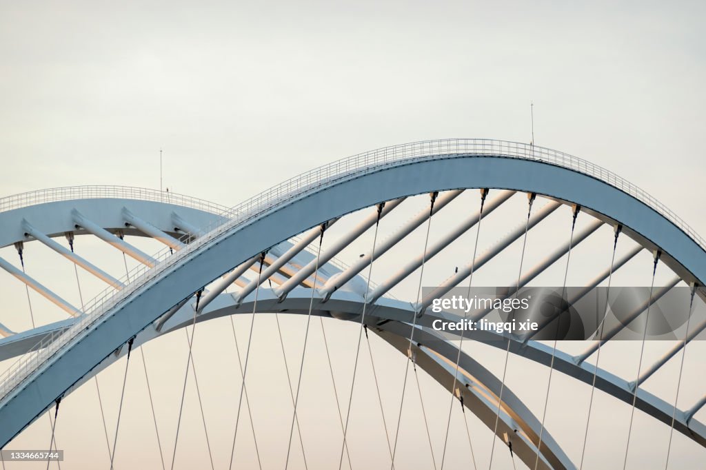 The bridge body of the Qiantang River Bridge in the morning light, Hangzhou, China