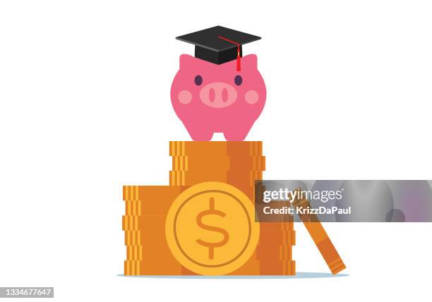 ilustraciones, imágenes clip art, dibujos animados e iconos de stock de gorra de graduación - pago de matrícula