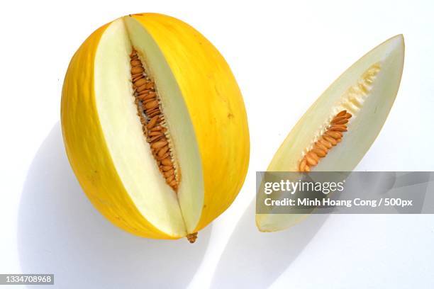 close-up of fruits over white background,france - melon stock pictures, royalty-free photos & images