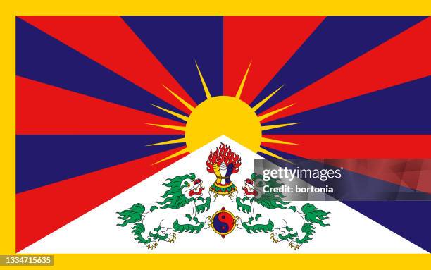tibet asia flag - flag of tibet stock illustrations